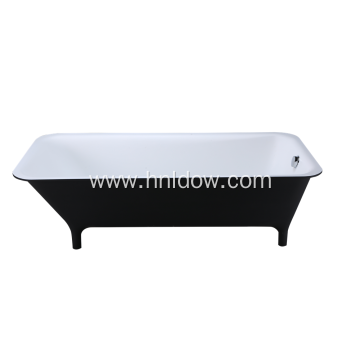 Black free standing pure acrylic rectangle bathtub